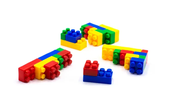 Plastic Building Blocks Isolated White Background — Stock Photo, Image