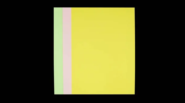 Papel Verde Rosa Amarelo Isolado Sobre Fundo Preto — Fotografia de Stock