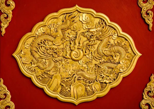 Dragon Wood Plate Carving — Stock Photo, Image