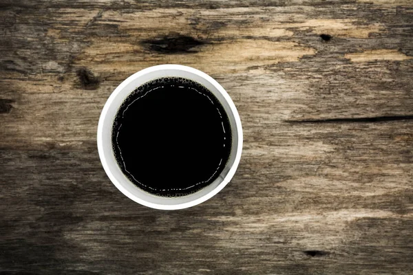 Tasse Kaffee Zum Mitnehmen Auf Dem Holztisch Vintage Stil — Stockfoto