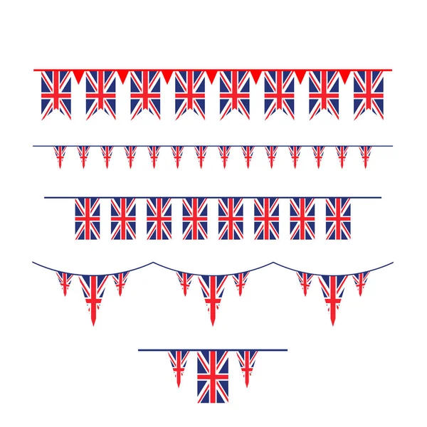 Union Jack Bandeira Objetos Para Design Reino Unido Símbolos Definir — Vetor de Stock