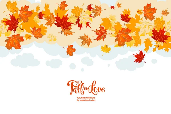 秋の紅葉と背景 こんにちは 秋のカード — ストックベクタ