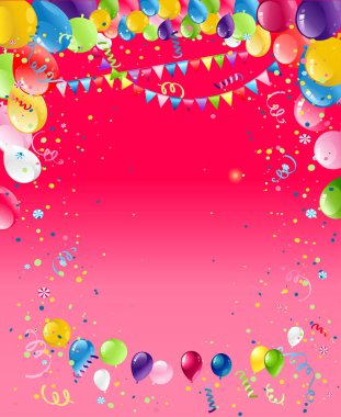 Colorful Happy birthday background with balloons clipart