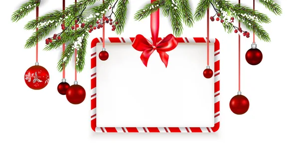 Ribbon Christmas tree banner — Stock Vector
