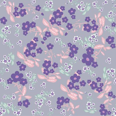 mavi çiçekler seamless modeli, vektör çizim