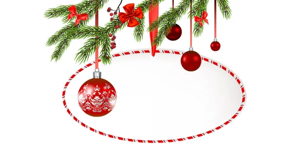 Quadro redondo banner árvore de Natal — Vetor de Stock