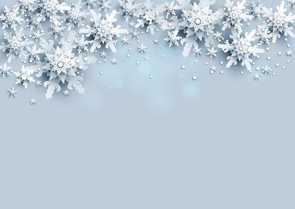 Realistische Sneeuwvlokken Feestelijke Vector Achtergrond — Stockvector