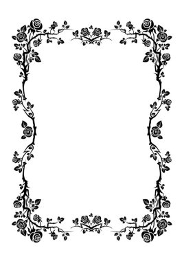 Siyah zarif çerçeve tatil tasarım düğün, yıldönümü, parti, Doğum günü için gül. Davet, Bilet, broşür, afiş, poster ve dövme için. Peri güzelleşmek tasarım öğeleri