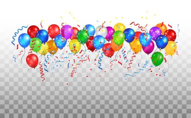 Renk çok renkli balonlar tatil. Tatil ballons şeffaf arka plan ayarla.