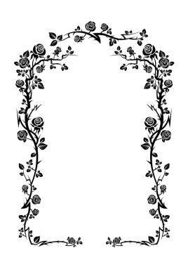 Siyah zarif çerçeve tatil tasarım düğün, yıldönümü, parti, Doğum günü için gül. Davet, Bilet, broşür, afiş, poster ve dövme için. Peri güzelleşmek tasarım öğeleri