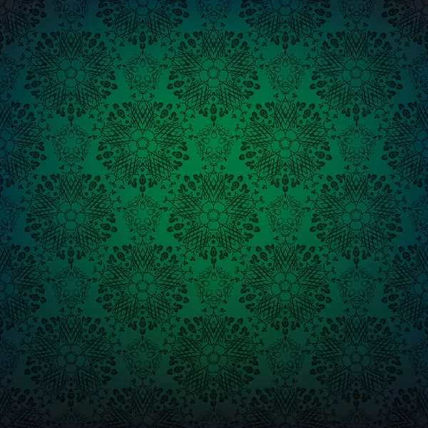 Patrón Sin Costura Repetitivo Ornamental Fondo Festivo Verde — Vector de stock