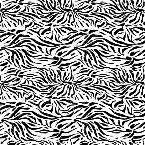 Fashion Animal Skin Textured Zebra Seamless Pattern Nature Background — Stock Vector