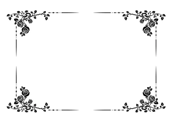 Černý Elegantní Rám Růží Pro Holiday Design Svatby Výročí Večírek — Stockový vektor