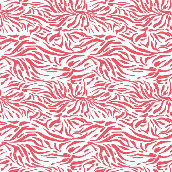Современная Живая Коралловая Зебра Фон Абстрактный Бесшовный Шаблон Полосатая Кожа — стоковый вектор