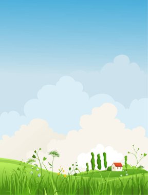 Çizgi film yaz manzarası