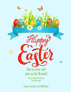 Renkli arka planda parlak Paskalya yumurtaları ile Paskalya tatil tasarımı 