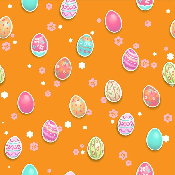 Diseño Vacaciones Pascua Con Brillantes Huevos Pascua Sobre Fondo Colorido — Archivo Imágenes Vectoriales