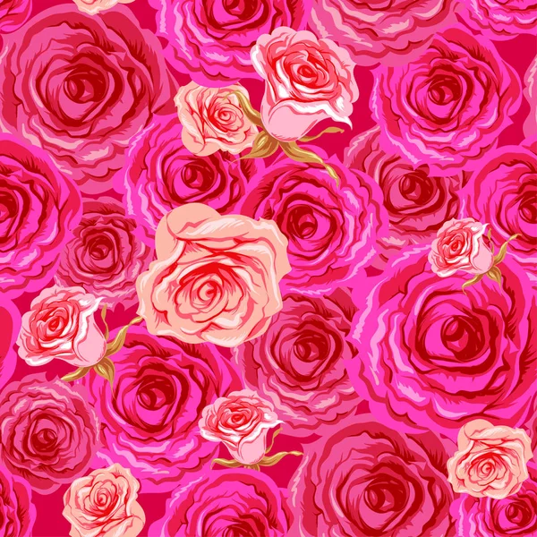 Красные Розы Бесшовный Узор Копирования Пространства — стоковый вектор