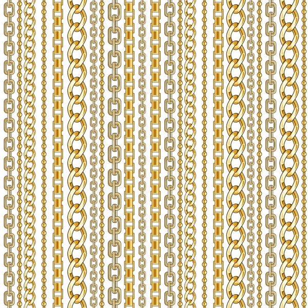 Abctract Seamless Pattern Gold Chain White Background Fabric — Stock Vector