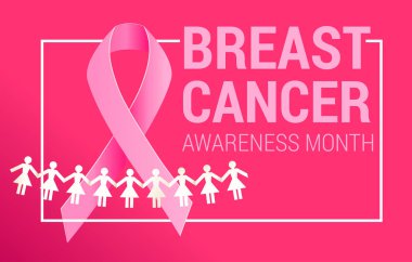 Yardım ve destek sembolü olarak birlikte kadınların bir kağıt çelenk ile Gerçekçi pembe kurdele. Ekim Ulusal Meme Kanseri Farkındalık Ayı sembolü.