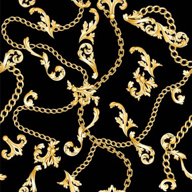 Siyah arka plan üzerinde flourishes ve zincirler