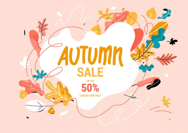 Bannière de vente d'automne Style tendance. — Image vectorielle