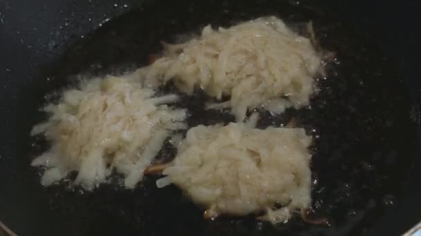 Raw Hash Browns Spread Pan Top View — Stock Video