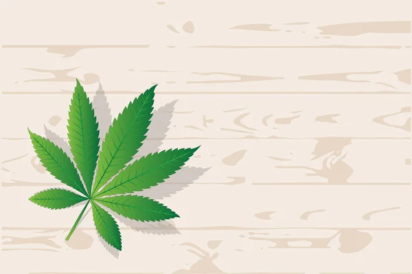 Cannabis Indica Blatt Auf Holztisch — Stockvektor
