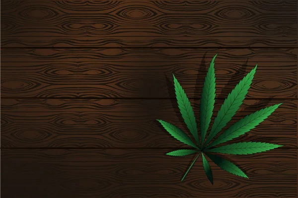 Cannabis Sativa Deja Mesa Madera — Vector de stock