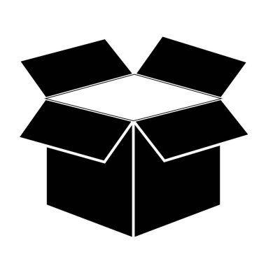 Arkaplanda açık kutu simgesi izole edildi, düz resim, iş, pazarlama, İnternet