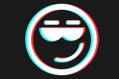 Gülümseyen ikon Vektör illüstrasyonu mavi ve beyaz renklerde