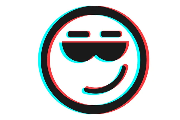 Gülümseyen ikon Vektör illüstrasyonu mavi ve siyah renklerde