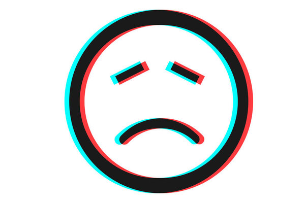 Векторная иллюстрация с изображением улыбки в сине-красном и черном цветах
