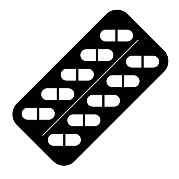 Tabletter Blisterförpackning Platt Illustration Kapslarna Ikon För Webbdesign — Stock vektor