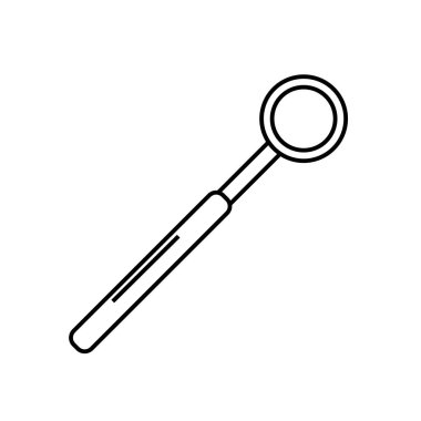 Diş aynası terapisi ikonu ve cerrahi diş aleti illüstrasyonu