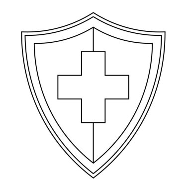 Bağışıklık sistemi, modaya uygun düz stil dizaynında tıbbi kalkan simgesi