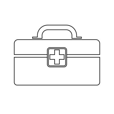 İlaç kutusu ya da ecza dolabı. Tıbbi konsept simgelerinden basit element çizimi