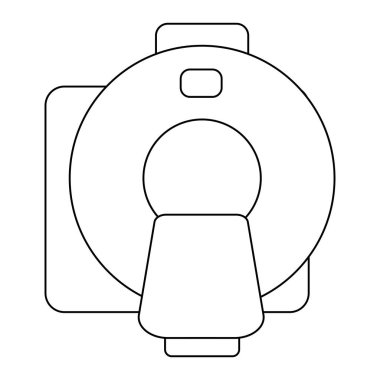 Radyoloji ikonu düz stil. Tomografi çizimi. MR tarayıcı iş konsepti