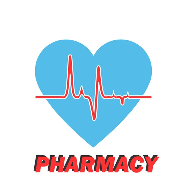 Illustration health care icon, pulse in heart. Illustration of medicine on health care