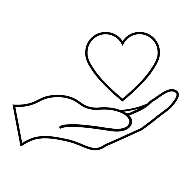 心脏保健符号简单的图标 手部说明 — 图库矢量图片