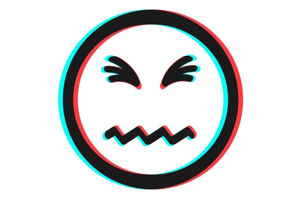 Uśmiech Lub Ikona Emoji Ilustracja Niebieskim Kolorze Czerwonym Białym — Wektor stockowy