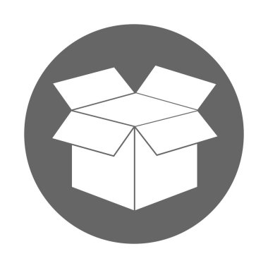 Arkaplanda izole edilmiş açık kutu simgesinin basit çizimi