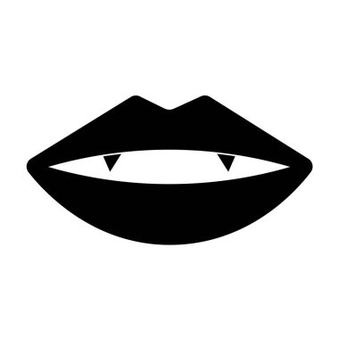 Vampir dişli seksi kadın dudaklarının basit bir çizimi.