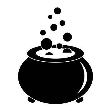 Kaynayan sihirli iksir ile cadı kazanı basit bir çizim