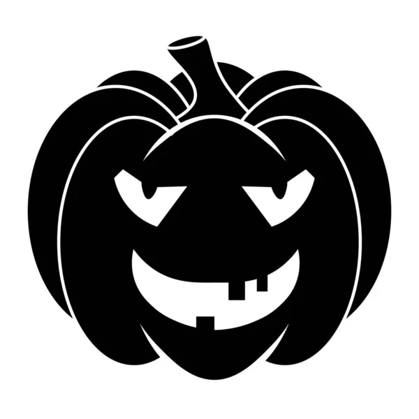 Simple Halloween Scary Pumpkin Funny Face Flat Style — Stock Vector