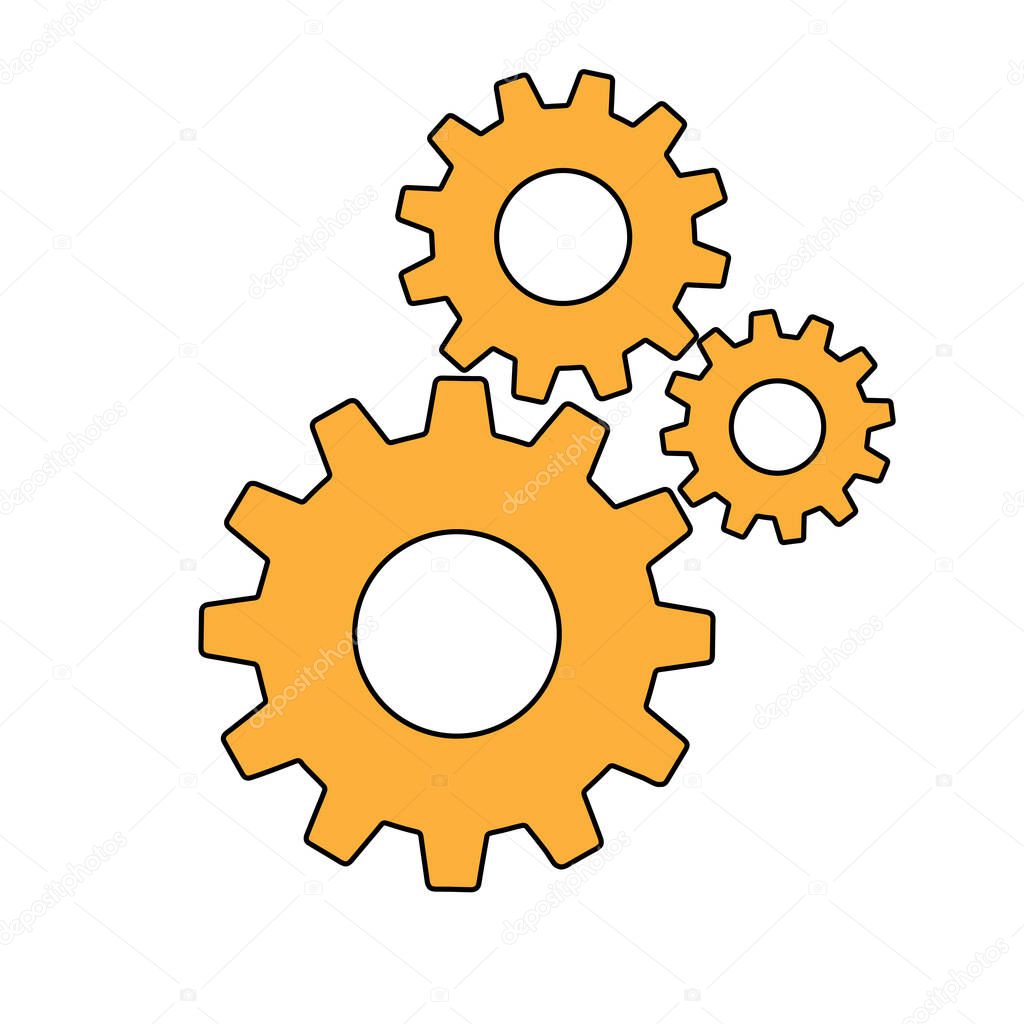 Simple gears sign simple icon of work tools