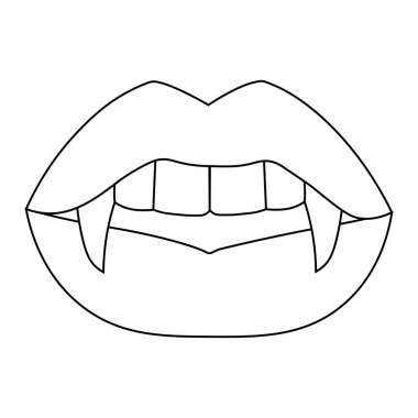 Vampir dişli seksi kadın dudaklarının basit bir çizimi.