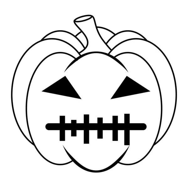 Simple Halloween Scary Pumpkin Funny Face Flat Style — Stock Vector
