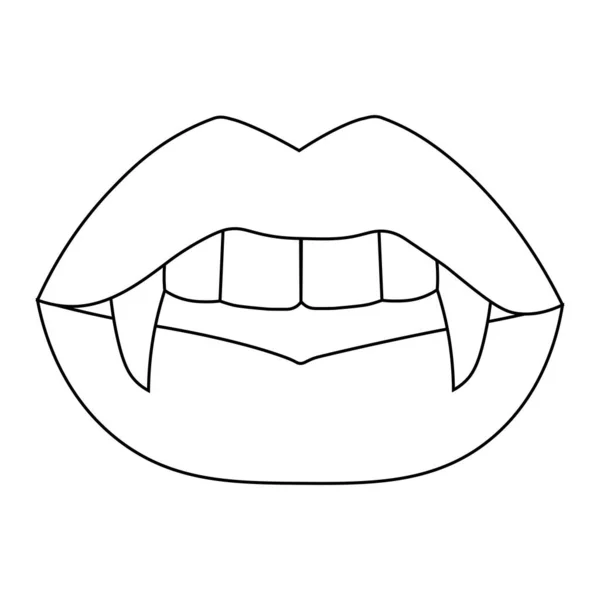 シンプルなイラストのセクシー女性の唇とともに吸血鬼牙 — ストックベクタ