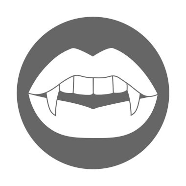 Vampir dişli seksi kadın dudaklarının basit bir çizimi.